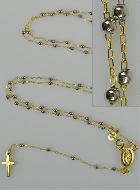 Chapelet en Or Jaune & Blanc 18k 750/1000 - Grains 2mm