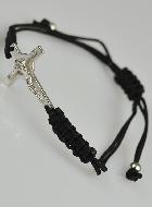 Bracelet Croix de Saint Benoît en Argent Massif - Noir