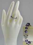 Bague Croix & Cristal Violet - Argent Massif - Taille Ajustable