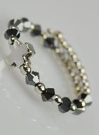 Bague Croix & Cristal Noir - Argent Massif - Taille Ajustable