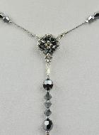 Collier Chapelet en Argent & Cristal Noir