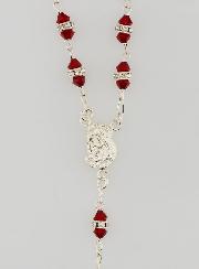 Chapelet en Argent & Cristal Rouge Serti