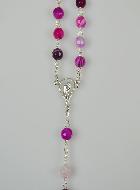 Chapelet en Pierre Agate Rose & Argent Massif