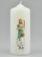 Cierge de Communion Le Seigneur est mon Berger - Garçon Brun