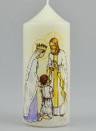 Bougie Cierge de Communion Jésus et Marie - Fille Brune
