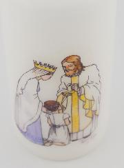 Cierge de Communion Reçois l'Eucharistie - Jésus et Marie - Fille Brune