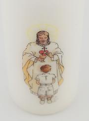 Cierge de Communion Seigneur Jésus & Garçon Brun