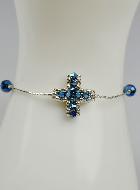 Bracelet Religieux Croix en Cristal Bleu & Argent 925/1000