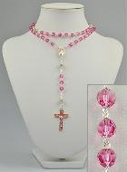 Chapelet en Argent & Perles de Cristal Rose