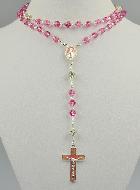 Chapelet en Argent & Perles de Cristal Rose