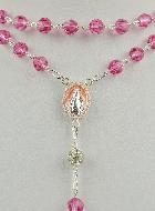 Chapelet en Argent & Perles de Cristal Rose