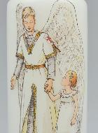 Cierge de Baptême - Ange Gardien Protecteur et Fille