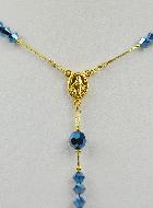 Collier Chapelet Plaqué Or 18 Carats & Cristal Bleu