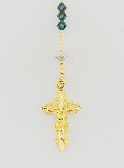 Chapelet en Cristal Bleu & Plaqué Or 18 Carats