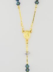 Chapelet en Cristal Bleu & Plaqué Or 18 Carats