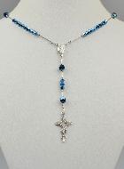 Chapelet Bijou en Argent Rhodié & Cristal Bleu