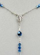 Chapelet Bijou en Argent Rhodié & Cristal Bleu