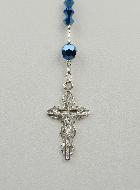 Chapelet Bijou en Argent Rhodié & Cristal Bleu