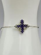 Bracelet Religieux Croix en Cristal Violet & Argent 925/1000