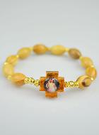 Bracelet Religieux en Bois d'Olivier - Christ Miséricordieux
