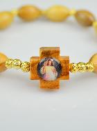 Bracelet Religieux en Bois d'Olivier - Christ Miséricordieux