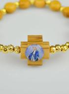 Bracelet Religieux en Bois d'Olivier - Vierge Miraculeuse