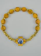 Bracelet Croix en Bois d'Olivier - Vierge Miraculeuse