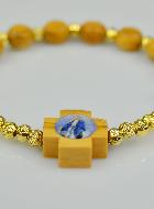 Bracelet Croix en Bois d'Olivier - Vierge Miraculeuse