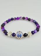 Bracelet Religieux en Agate Véritable - Croix & Médaille Vierge Miraculeuse