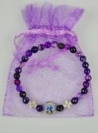 Bracelet Religieux en Agate Véritable - Croix & Médaille Vierge Miraculeuse