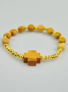 Bracelet Religieux Dizainier en Bois d'Olivier & Croix de Jésus
