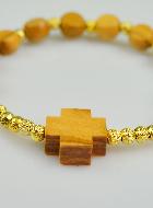 Bracelet Religieux Dizainier en Bois d'Olivier & Croix de Jésus