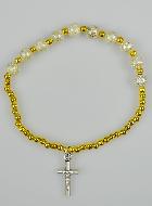 Bracelet Religieux Dizainier en Perles Strass & Croix de Jésus