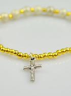 Bracelet Religieux Dizainier en Perles Strass & Croix de Jésus