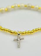 Bracelet Religieux Dizainier en Perles Strass & Croix de Jésus