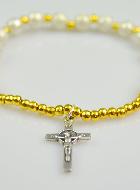 Bracelet Religieux Dizainier en Perles Strass & Croix de St Benoît