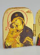 Icône Religieuse Diptyque Vierge de Tendresse & Christ Pantocrator - 5cm