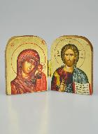 Icône Religieuse Diptyque Vierge à l'Enfant & Christ Pantocrator - 5cm