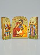Icône Religieuse Triptyque Ste Famille & Archanges - Mini Format