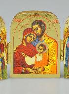 Icône Religieuse Triptyque Ste Famille & Archanges - Mini Format