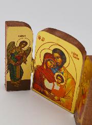Icône Religieuse Triptyque Ste Famille & Archanges - 7cm