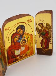 Icône Religieuse Triptyque Ste Famille & Archanges - 7cm