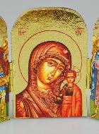 Icône Religieuse Triptyque Vierge de Kazan & Saints Archanges - 7cm