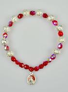 Bracelet Religieux Dizainier en Perles Strass & Cristal Rouge