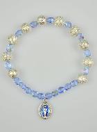 Bracelet Religieux Dizainier en Perles Strass & Cristal Bleu