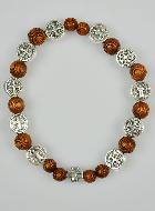 Bracelet Religieux Dizainier Saint Benoît en Bois Foncé & Croix