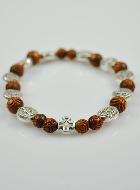 Bracelet Religieux Dizainier Saint Benoît en Bois Foncé & Croix