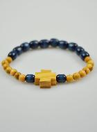 Bracelet Religieux Dizainier en Bois Bleu & Croix en Olivier