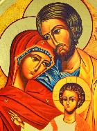 Grande Icône Byzantine Arrondie - Sainte Famille de Nazareth - 40cm