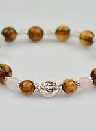 Bracelet Religieux Vierge Miraculeuse Bois d'Olivier & Quartz